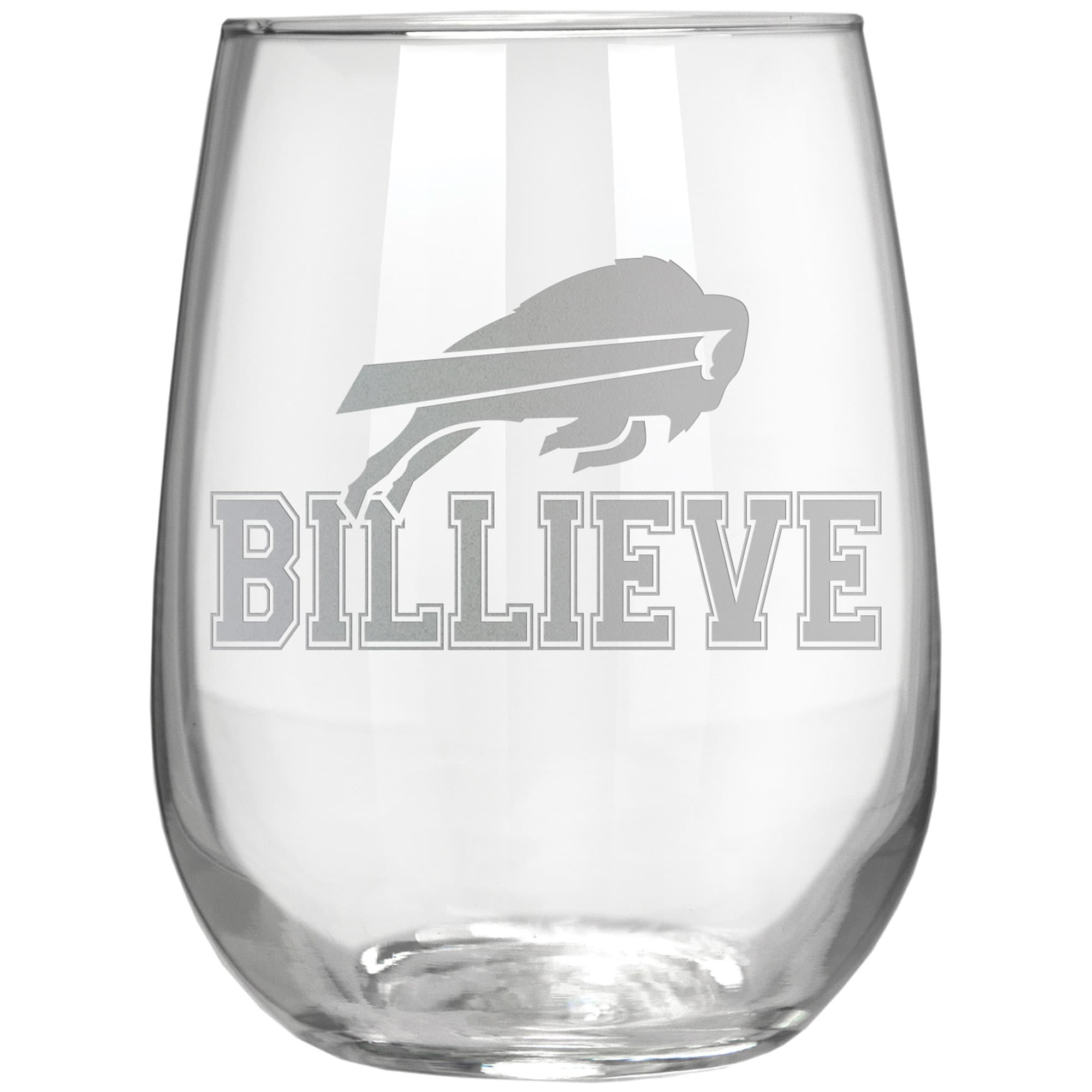 Front. Great American Products - Buffalo Bills Etched 17oz. Rally Cry Stemless Wine Glass - Multicolor.