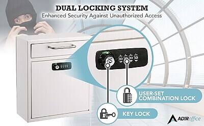 DUAL LOCKING SYSTEM  
Enhanced Security Against Unauthorized Access

USER-SET COMBINATION LOCK  
KEY LOCK

^ ADIRoffice