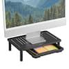 Front. Staples TECH - Staples TECH Adjustable Monitor Stand with Drawer, Black (ST62819-CC) - Black.