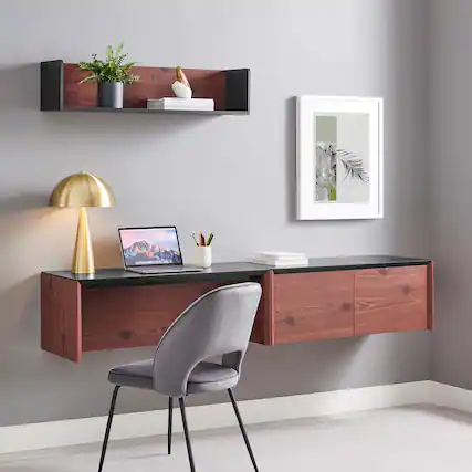 Front. Modway - Kinetic 38" Wall-Mount Office Desk With Cabinet and Shelf by Modway - Black Cherry.