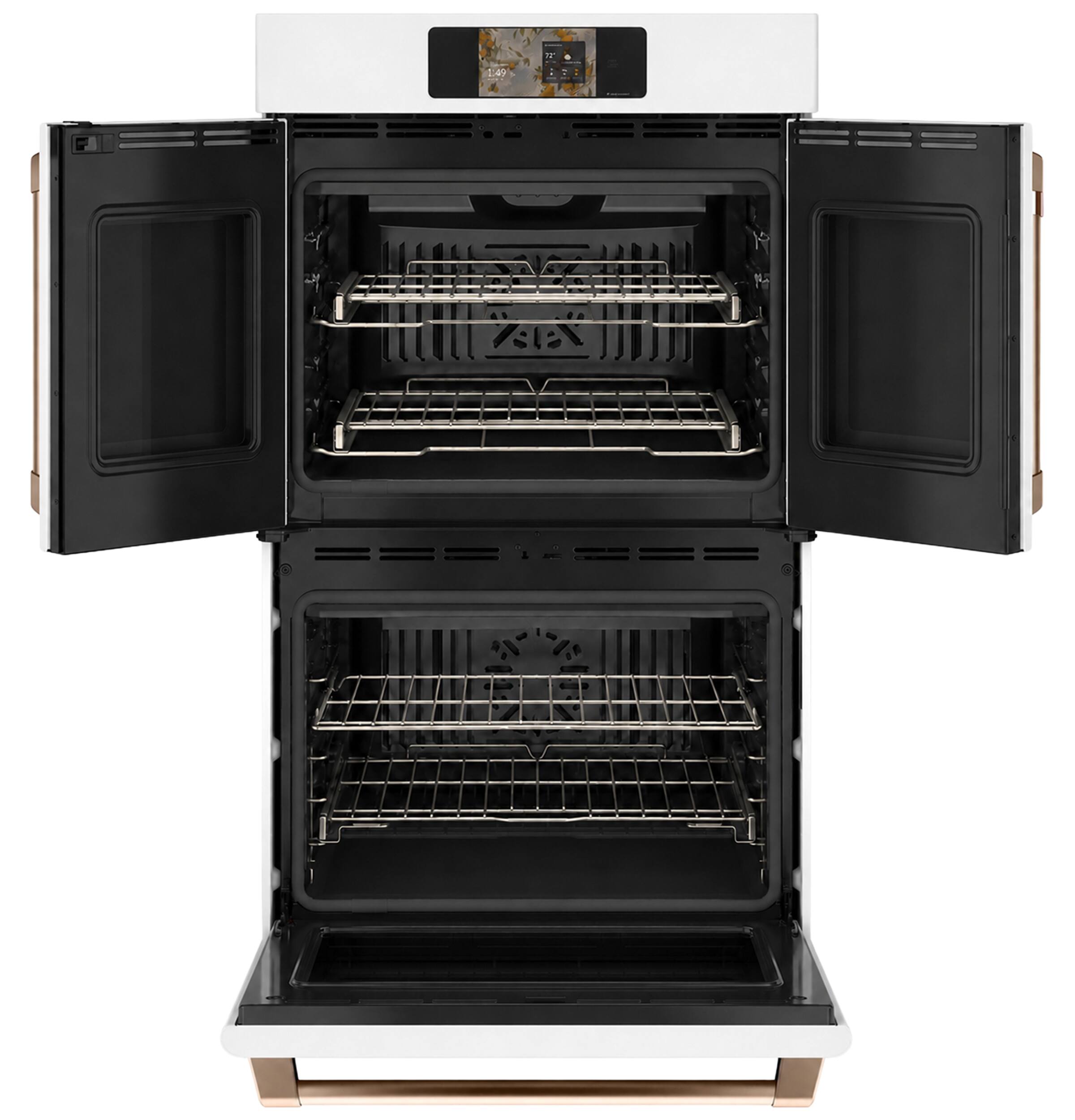 Alt View 14. Café - 30" Smart Built-In Double Electric Convection French Door Wall Oven with No Preheat Air Fry - Matte White.