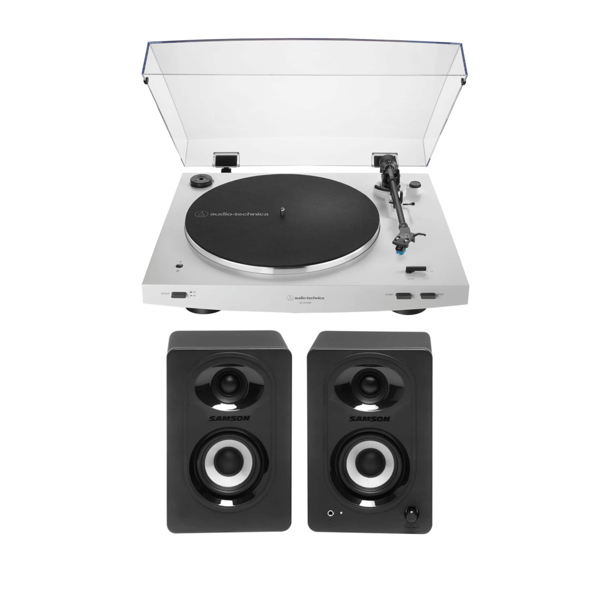 Audio-Technica - Audio Technica AT-LP3xBT Automatic Wireless Belt-Drive Turntable (White) Bundle