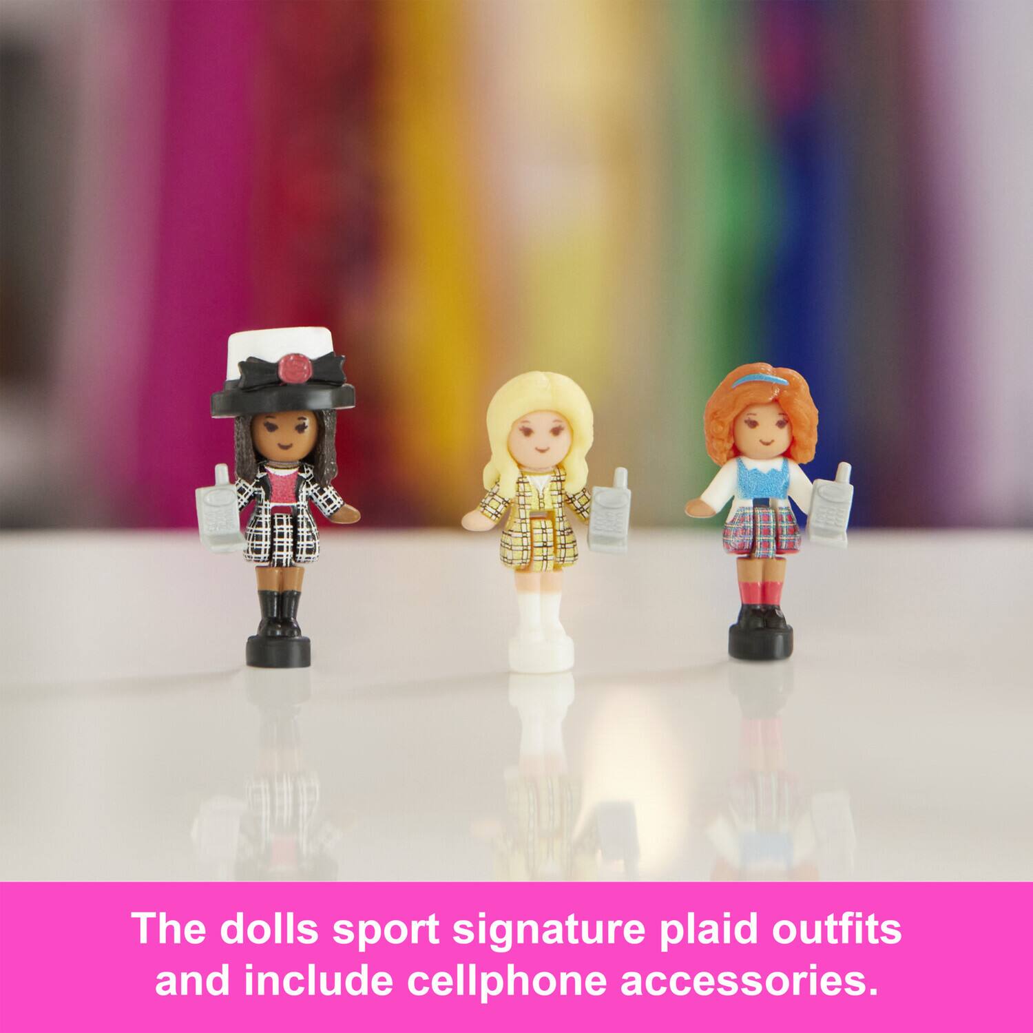 The dolls sport signature plaid outfits and include cellphone accessories.