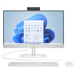 HP - Refurbished Excellent - 24-cr0029 23.8" FHD Intel Core i3-N300 8GB DDR4 512GB SSD Intel UHD Graphics Windows 11 Home All-in-One Desktop - White