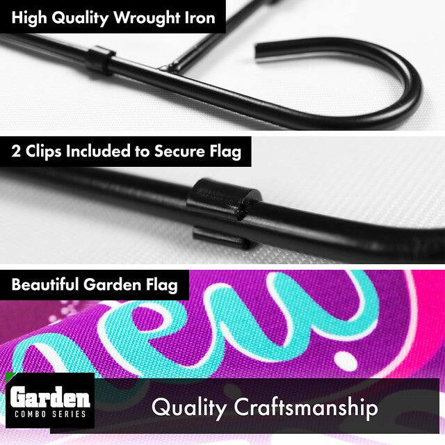 High Quality Wrought Iron

2 Clips Included to Secure Flag

Beautiful Garden Flag

Quality Craftsmanship

Garden COMBO SERIES