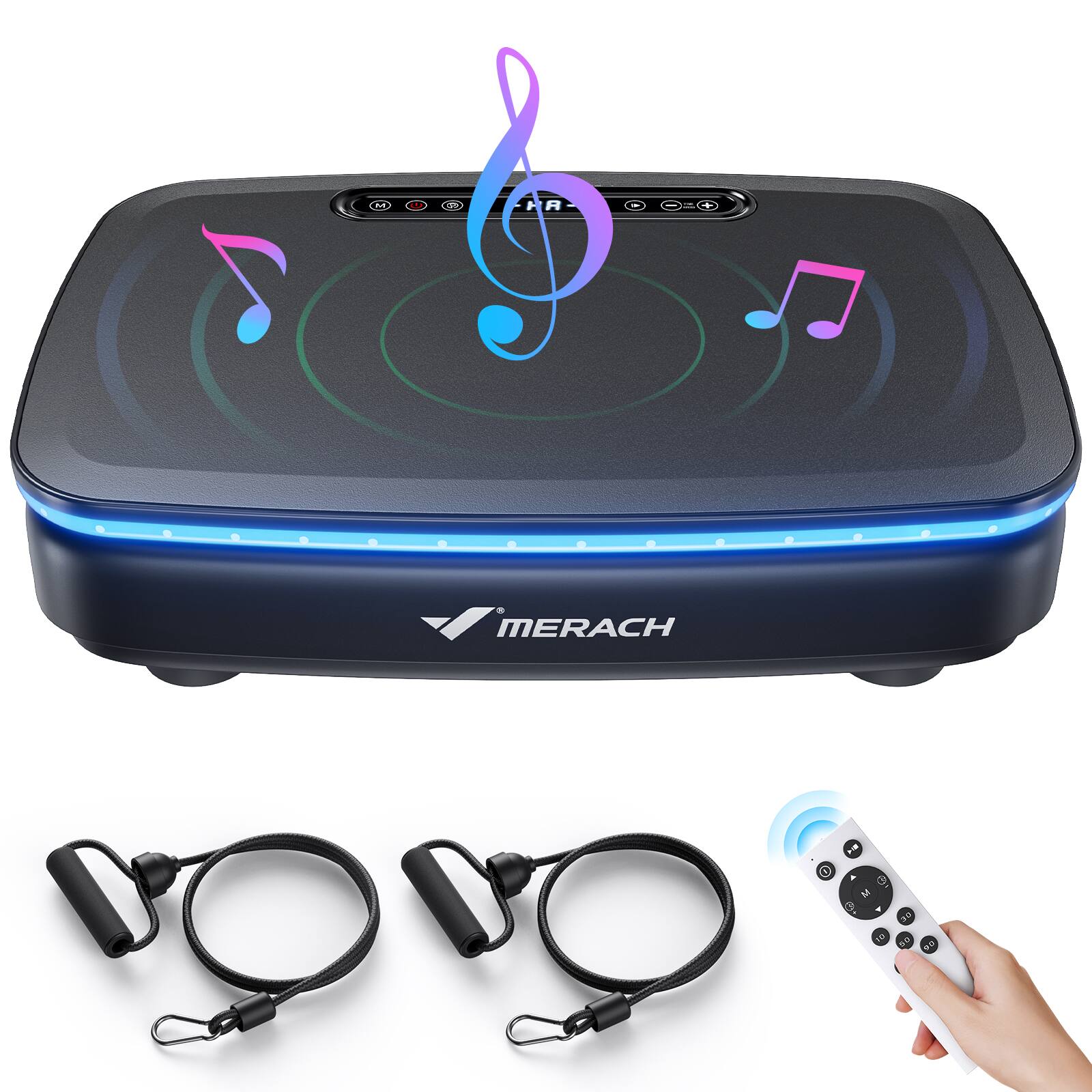 Left. MERACH - MERACH LED Light Vibration Plate Exercise Machine for Women Men, Bluetooth Speaker Whole Body Workout Fitness Platform - Black.