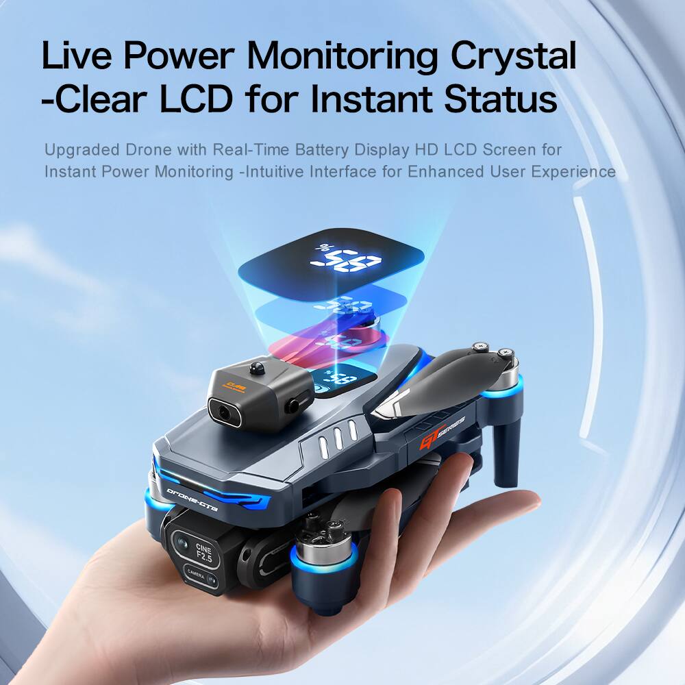 Live Power Monitoring Crystal -Clear LCD for Instant Status  
Upgraded Drone with Real-Time Battery Display HD LCD Screen for Instant Power Monitoring -Intuitive Interface for Enhanced User Experience