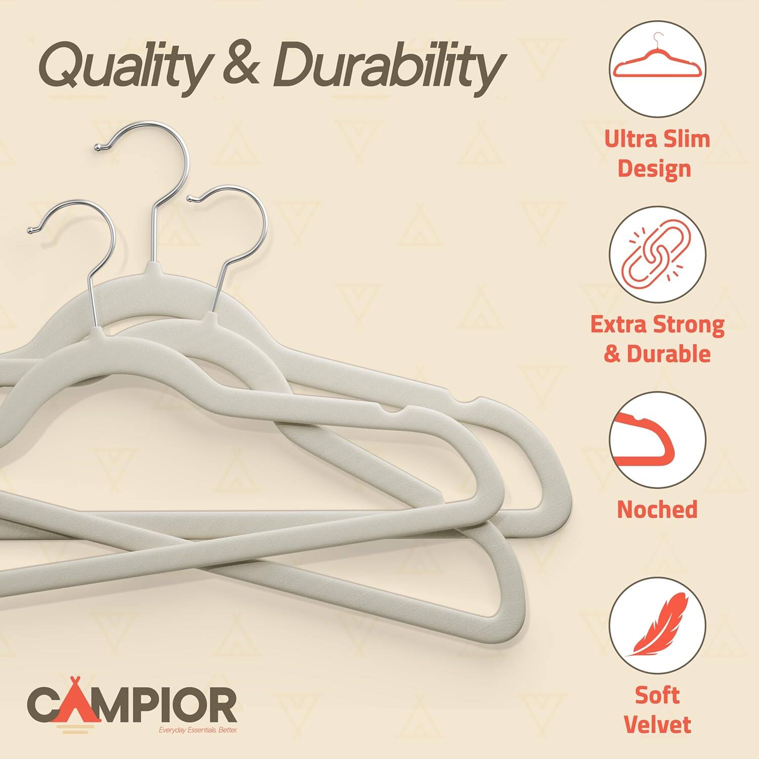 Quality & Durability, Ultra Slim Design, Extra Strong & Durable, Noched, Soft Velvet, CAMPIOR Everyday Essentials Better