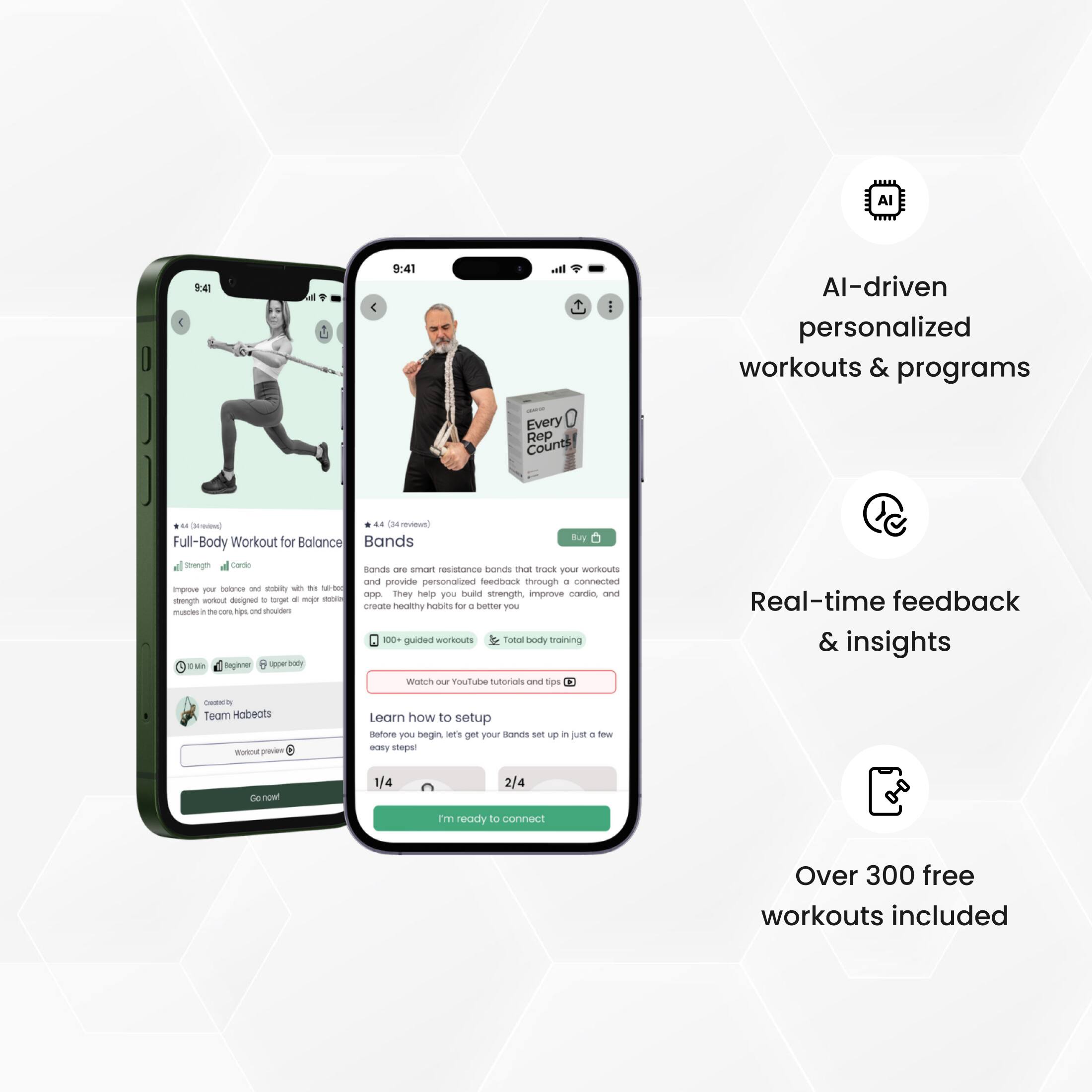 AI-driven personalized workouts & programs

Every Rep Counts

Full-Body Workout for Balance Bands

Buy Full-Body Resistance Bands

Bands are smart resistance bands that track your workouts and provide personalized feedback through connected devices. They help you build strength, improve cardio, and create healthy habits for a better you.

Real-time feedback & insights

Learn how to setup before you begin. Get your Bands set up in just a few easy steps!

Over 300 free workouts included

Team Habits

Workout presets

Go now

I'm ready to connect