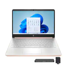 HP - Stream 14" HD Laptop,Intel Processor N150,32GB RAM,128GB UFS+160GB Dock Set,1 Year Office 365,Win 11s - Gold