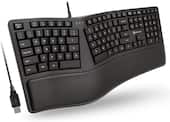X9 - Wired Ergonomic Keyboard with Cushioned Wrist Rest - Type Comfortably Longer - USB Wired Split Keyboard - Black