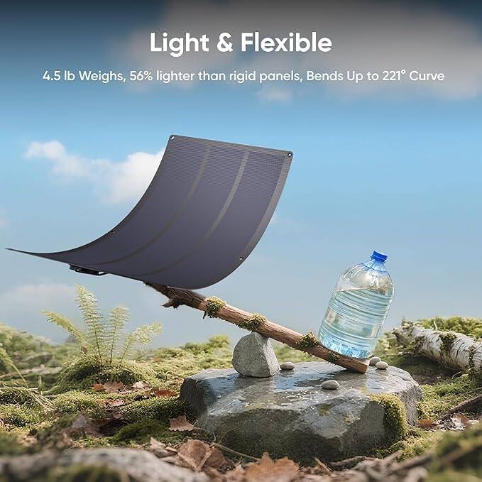 Light & Flexible  
4.5 lb Weighs, 56% lighter than rigid panels, Bends Up to 221° Curve