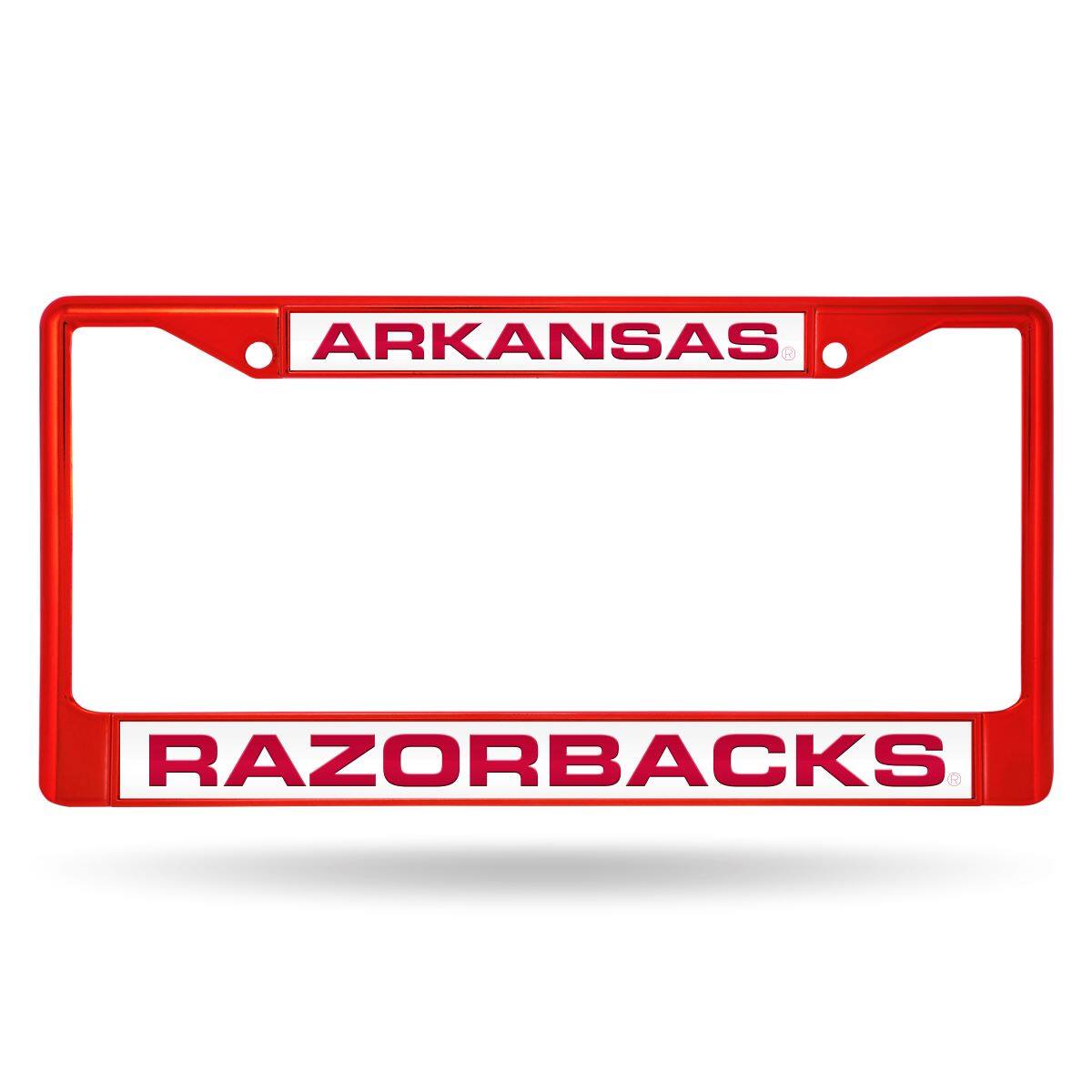Rico Industries - Arkansas-Razorback's Red Painted Metal Laser Cut License Plate Frame - Multi