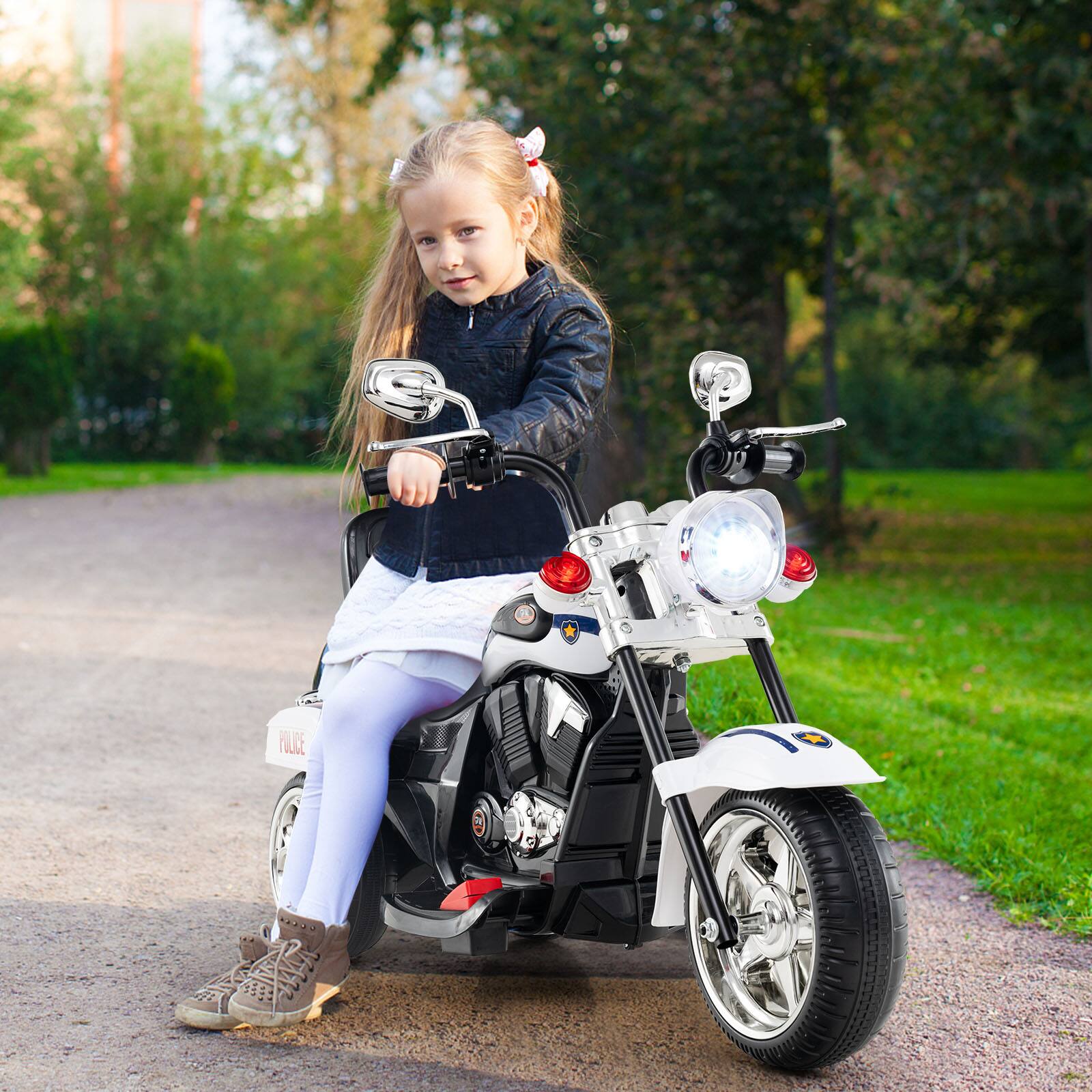 Alt View 3. Gymax - Gymax 6V Electric Kids Motorcycle 3-Wheel Ride On Toy w/ Adjustable Headlight White - White.