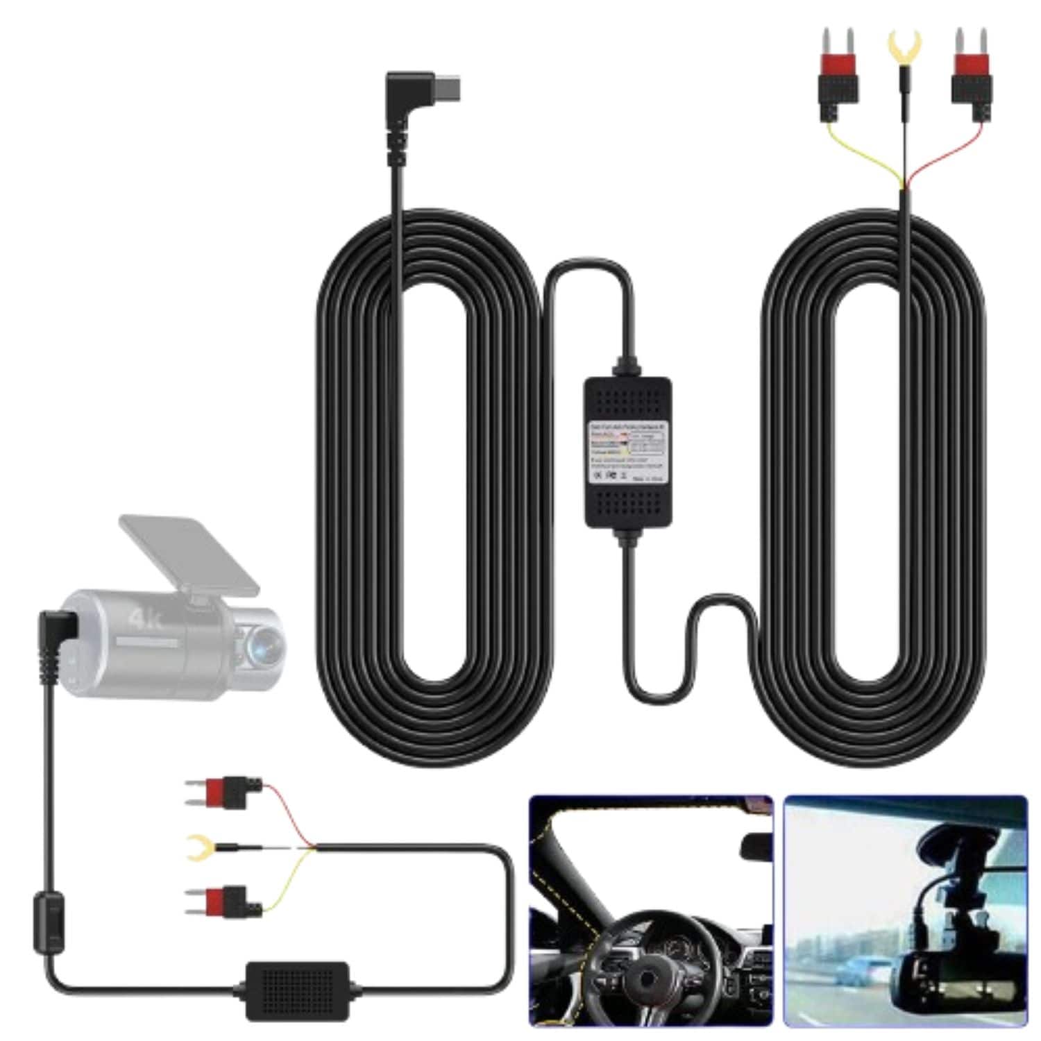 Home Collection - Universal USB Type-C Hardwire Cable Kit (3.5M) with Fuse – 5V Power Adapter for Car Dash Cam & DVR Recorder