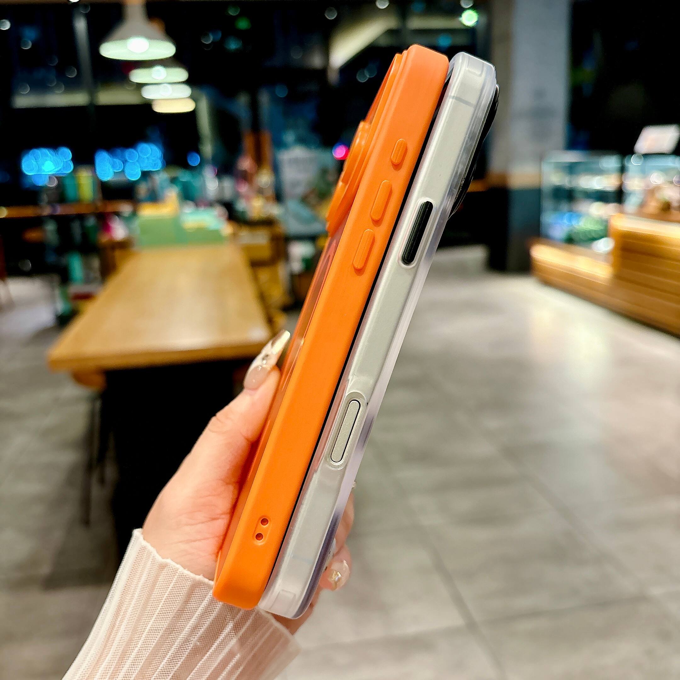Alt View 1. UUCOVER - For Apple iPhone 17 Pro Max Magnetic Case with Built-in Camera Lens Protector Cover, Compatible with MagSafe Matte Cover - Orange.