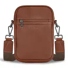 Front. Champs - Onyx Collection Leather Vertical Cross-Body Bag - Brown.