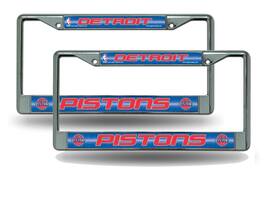 Rico Industries - Detroit Basketball Pistons Chrome Metal (2) Sparkly Glitter Bling Look License Plate Frame Set - Multi