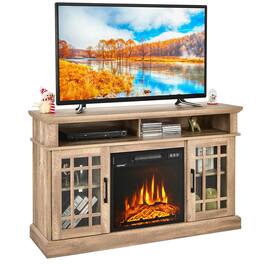 Gymax - 48'' Fireplace TV Stand W/ 1400W Electric Fireplace for TVs up to 50 Inches - Natural