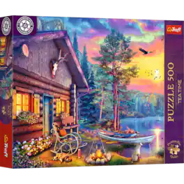 Trefl - Premium Plus Tea Time: Evening Sunset Cabin 500 Piece Puzzle - Multicolor