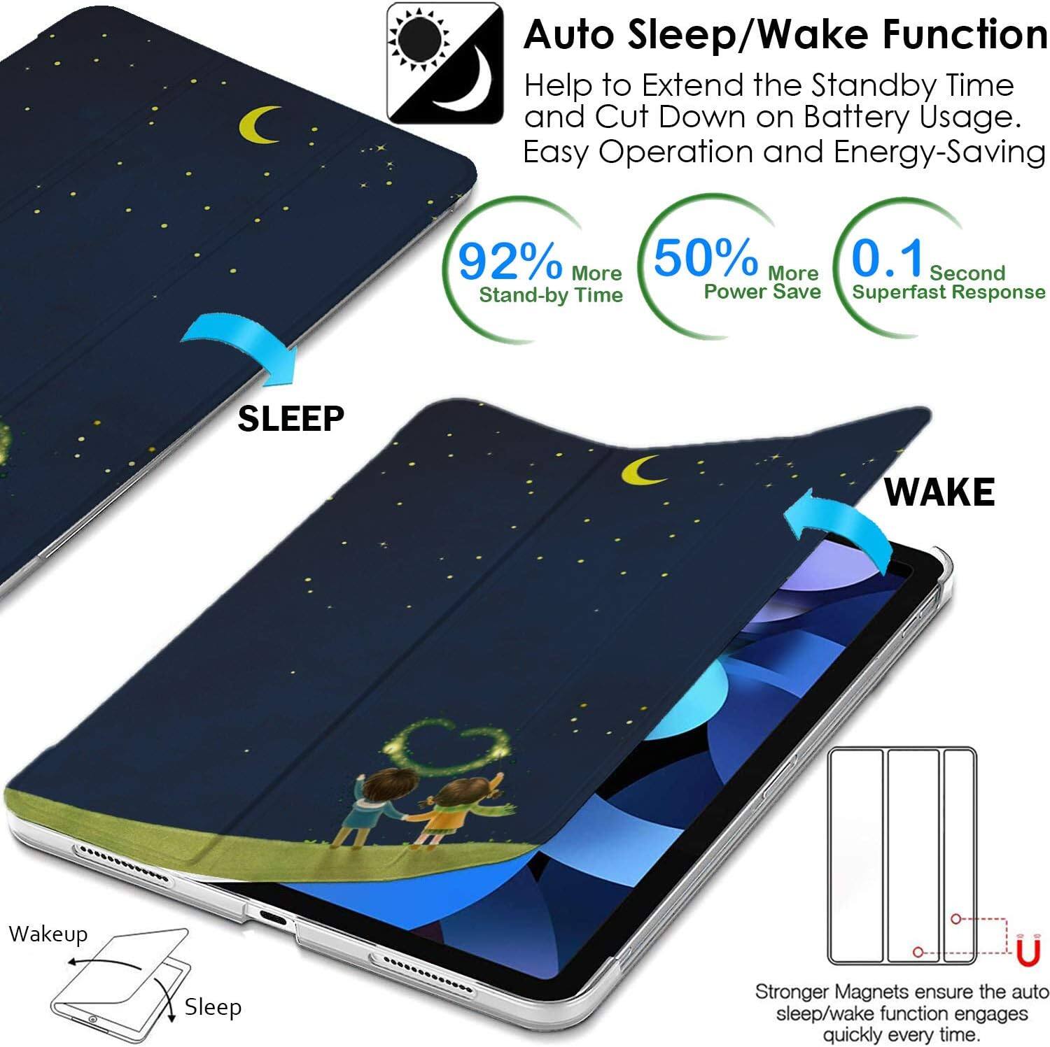 Auto Sleep/Wake Function  
Help to Extend the Standby Time and Cut Down on Battery Usage.  
Easy Operation and Energy-Saving

92% More Stand-by Time  
50% More Power Save  
0.1 Second Superfast Response

SLEEP  
WAKE

Wakeup  
Sleep

Stronger Magnets ensure the auto sleep/wake function engages quickly every time.
