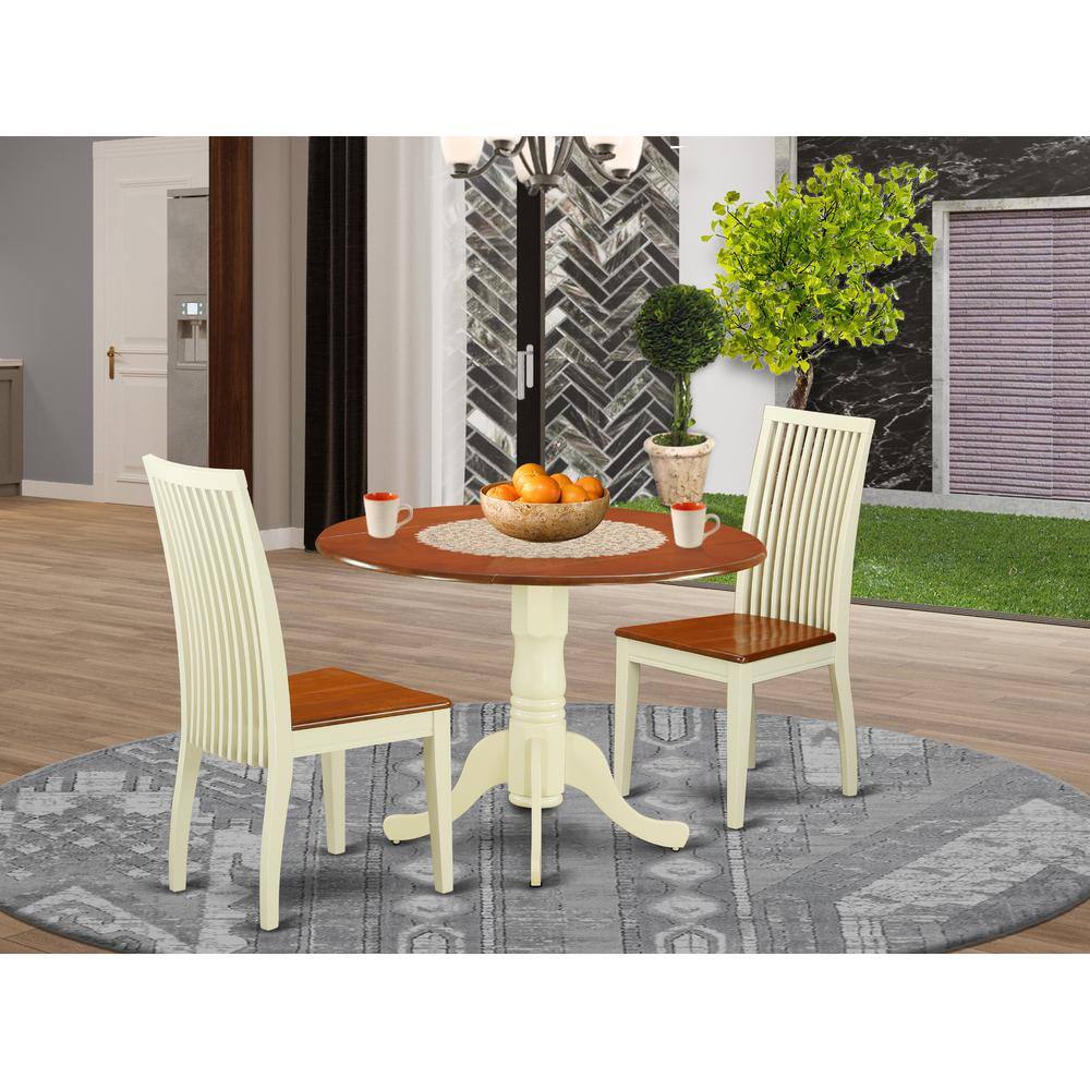 Back. East West Furniture - Dining Room Set Buttermilk & Cherry - Brown.
