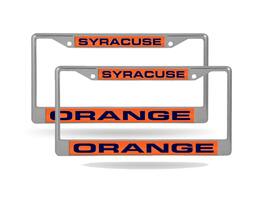 Rico Industries - Syracuse Orange (Set of 2) Chrome Metal Laser Cut License Plate Frame - Multi