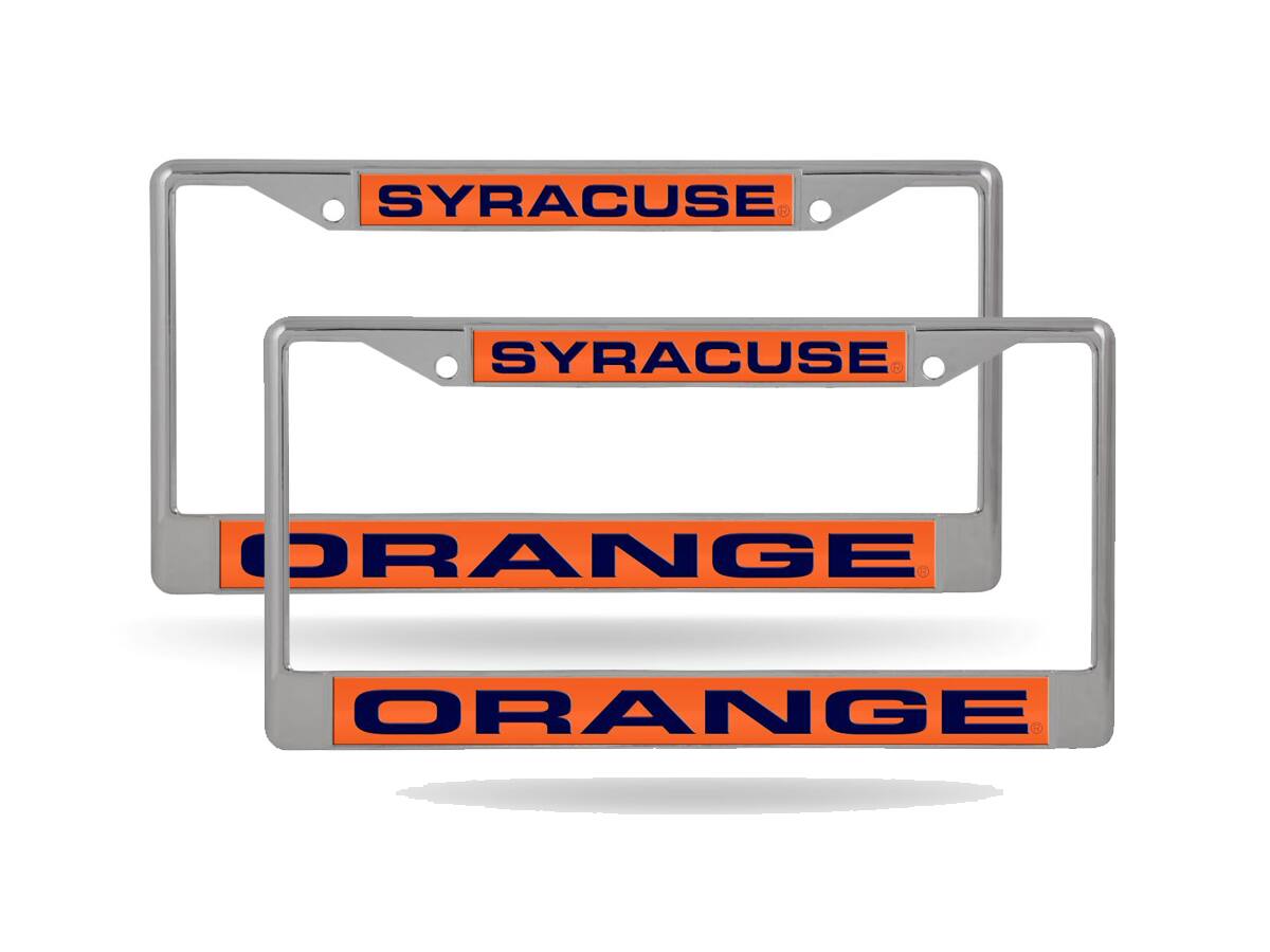 Syracuse Orange (Set of 2) Chrome Metal Laser Cut License Plate Frame