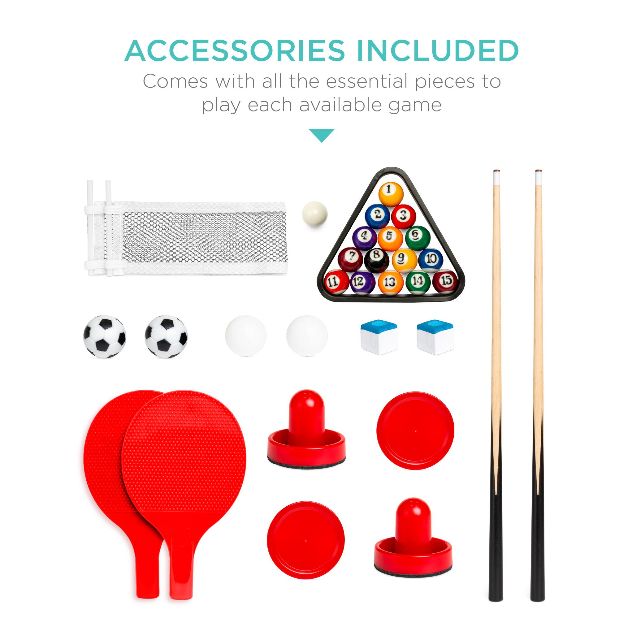 ACCESSORIES INCLUDED
Comes with all the essential pieces to play each available game: 1, 2, 3, 4, 5, 6, 7, 8, 9, 10, 11, 12, 13, 14, 15.