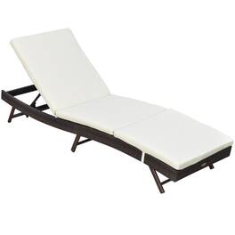 Outsunny - Patio Chaise Lounge, Pool Chair with 5 Position Adjustable Backrest & Cushion, 78.75" x 24.75" x 35" - Cream White