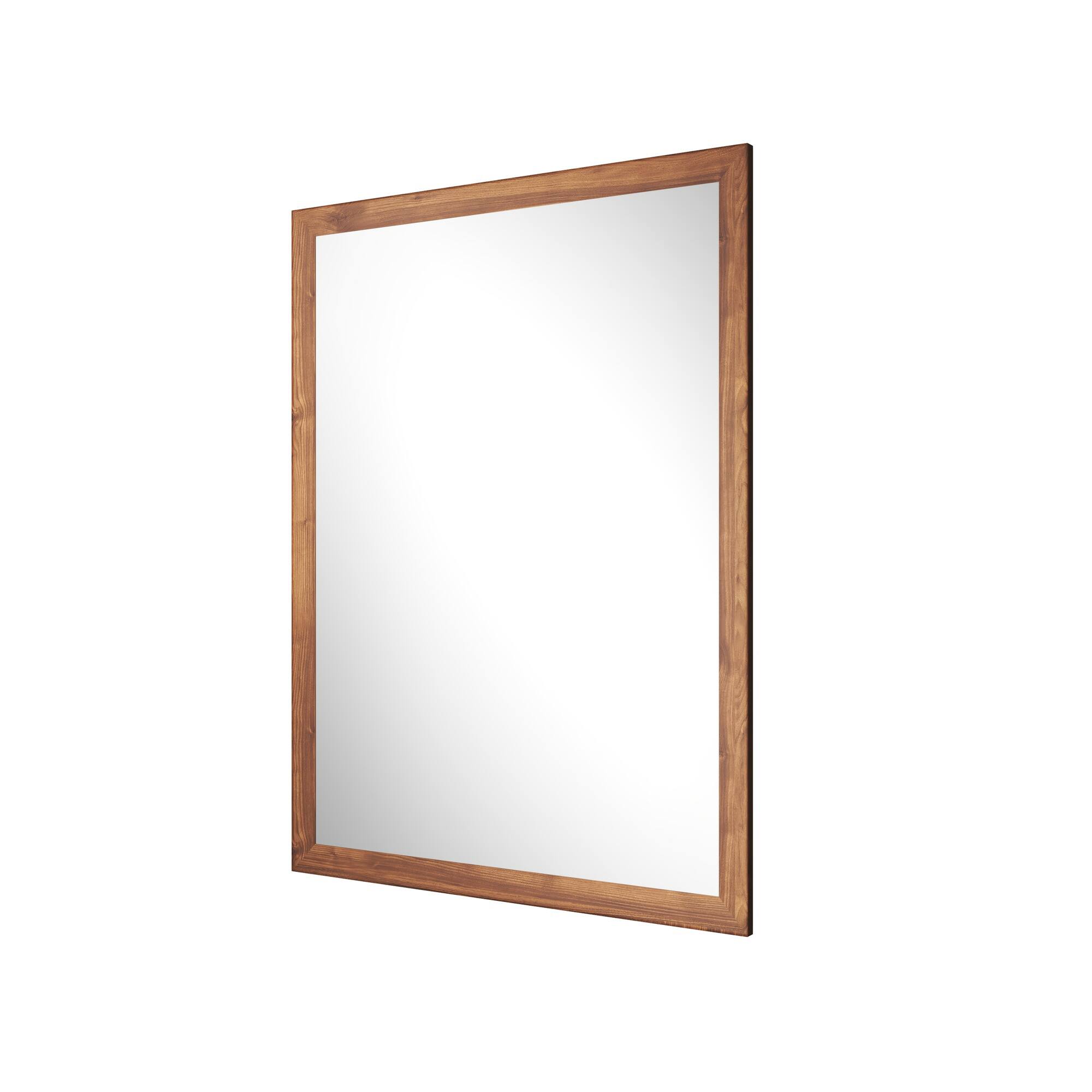Alt View 1. Boyel Living - 48 in W x 36 in L Dark Wood Grain Rectangular Slanted Edge Aluminum Framed Wall Bathroom Vanity Mirror.