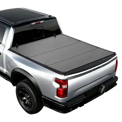 Front. VEVOR - Hard Tri-Fold Truck Bed Tonneau Cover, Compatible with 2019-2024 Dodge Ram 1500 (Incl. Classic & New) 6.4ft (76.3in) Bed - Matte black.