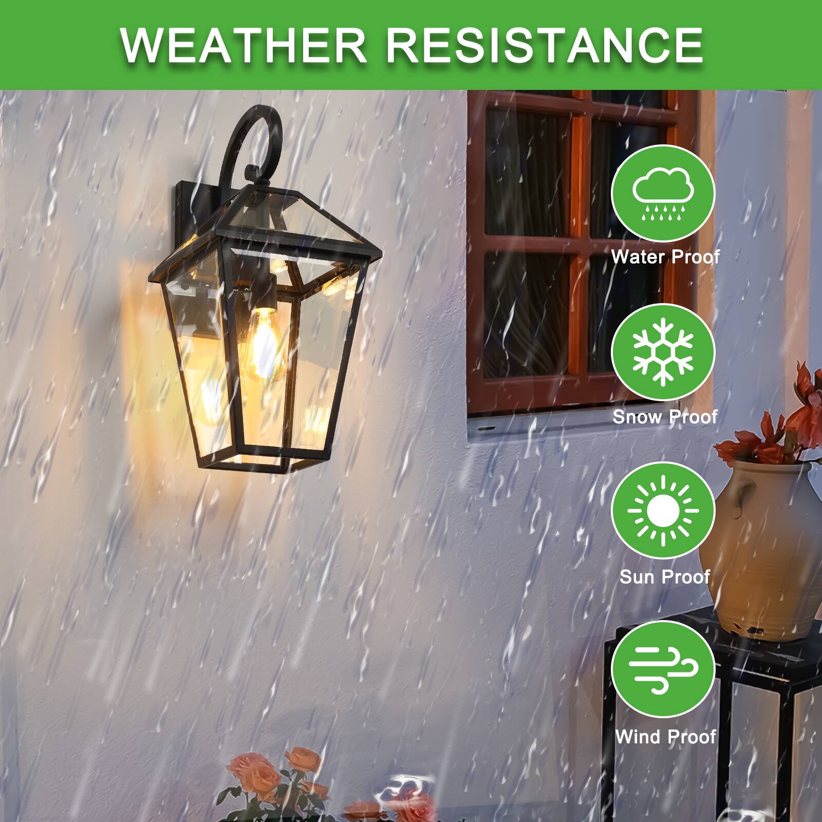 WEATHER RESISTANCE

- Water Proof
- Snow Proof
- Sun Proof
- Wind Proof