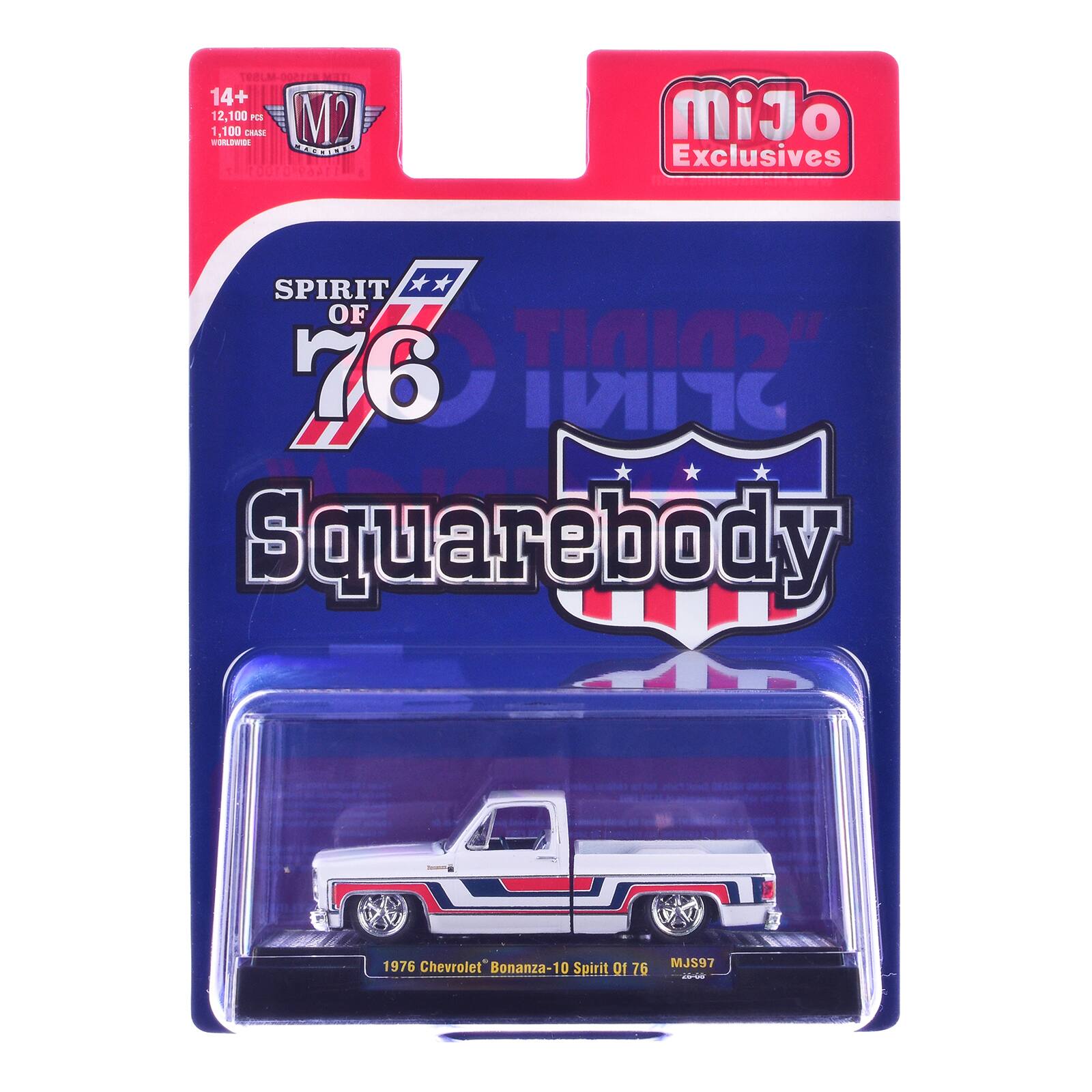 MJS97 #31500 ITEM 14+ 12,100 PCS M2 1,100 CHASE WORLDWIDE KICKED

MiJo Exclusives
SPIRIT OF 76 CHANTY SPINN Squarebody
1976 Chevrolet Bonanza-10 Spirit Of 76
MJS97 COPORT