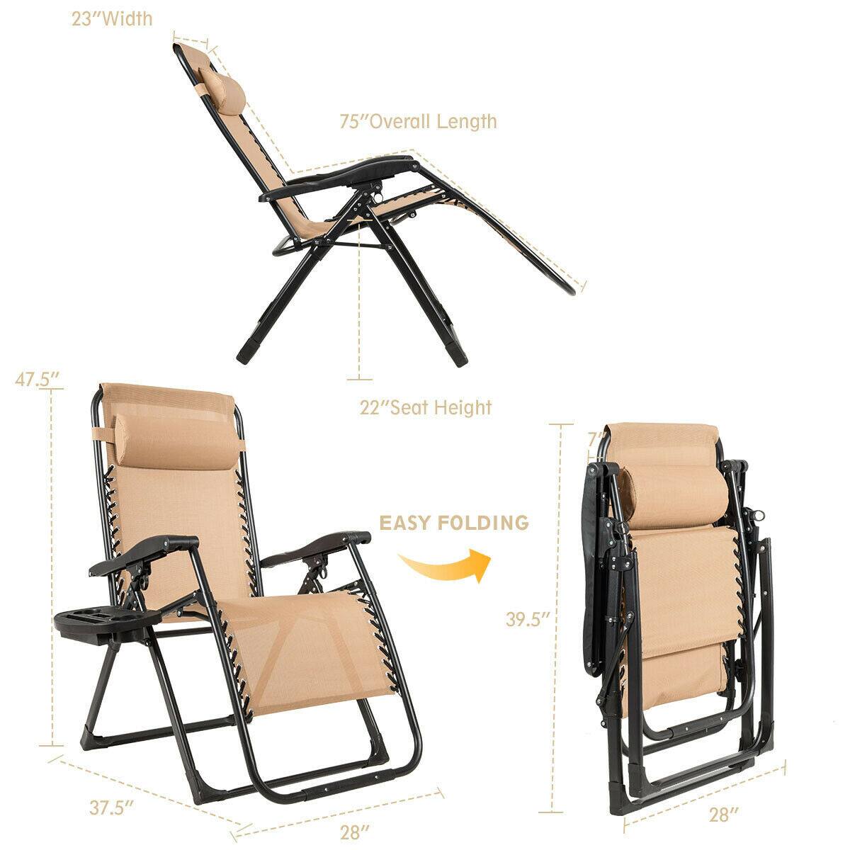- Width: 23"
- Overall Length: 75"
- Seat Height: 22"
- Easy Folding
- Folded Height: 39.5"
- Folded Width: 28"
- Folded Length: 37.5"
- Armrest Height: 47.5"