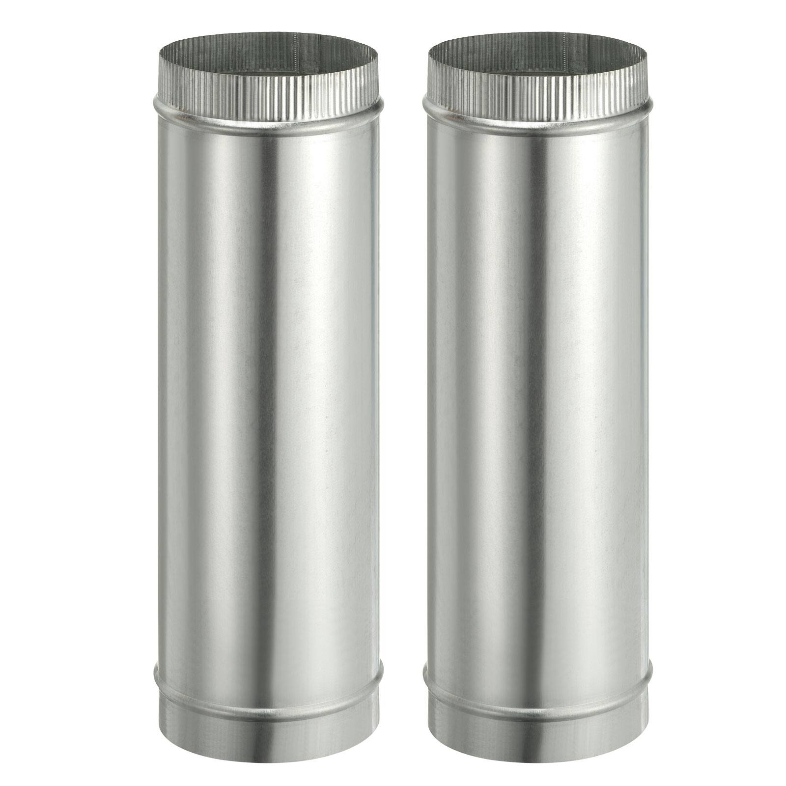 Unique Bargains - 6 x 20 Inch Round Dryer Duct, 2pcs Galvanized Steel Crimped Straight Air Vent Duct Extension Coupler Pipe Adapter - Silver
