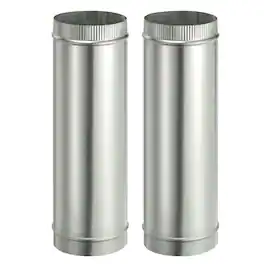 Unique Bargains - 6 x 20 Inch Round Dryer Duct, 2pcs Galvanized Steel Crimped Straight Air Vent Duct Extension Coupler Pipe Adapter - Silver