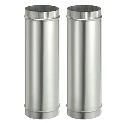 Front. Unique Bargains - 6 x 20 Inch Round Dryer Duct, 2pcs Galvanized Steel Crimped Straight Air Vent Duct Extension Coupler Pipe Adapter - Silver.