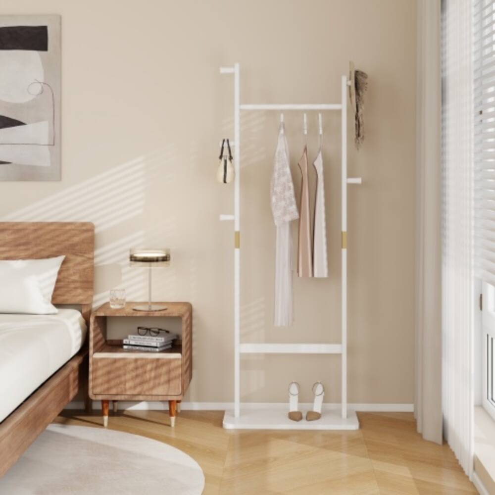 Alt View 2. LUCKY ONE - 71" H Solid Wood Coat Rack Stand w/ White Finish Eco-Friendly Easy Assembly - White.