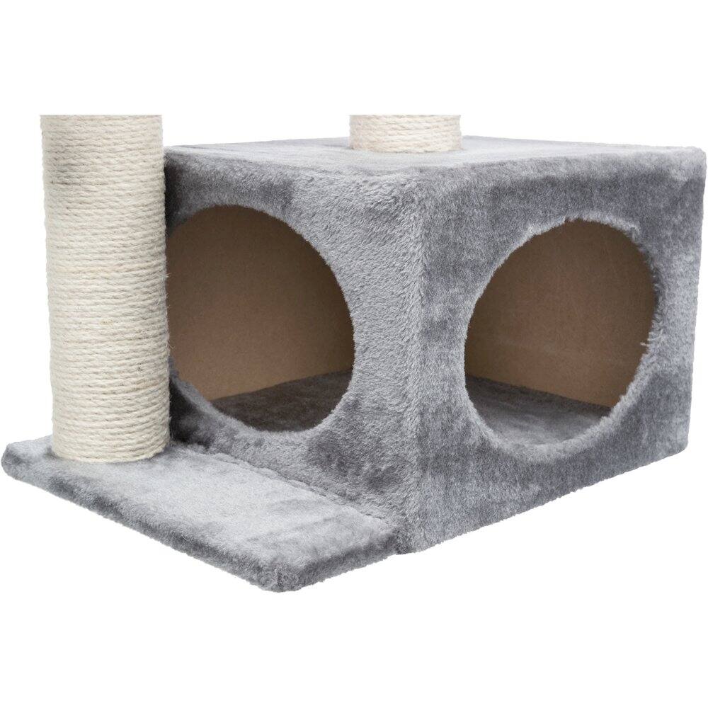 Back. TRIXIE - Valencia Plush & Sisal 3-Level 28" Cat Tree with Scratching Posts & Condo - Gray.