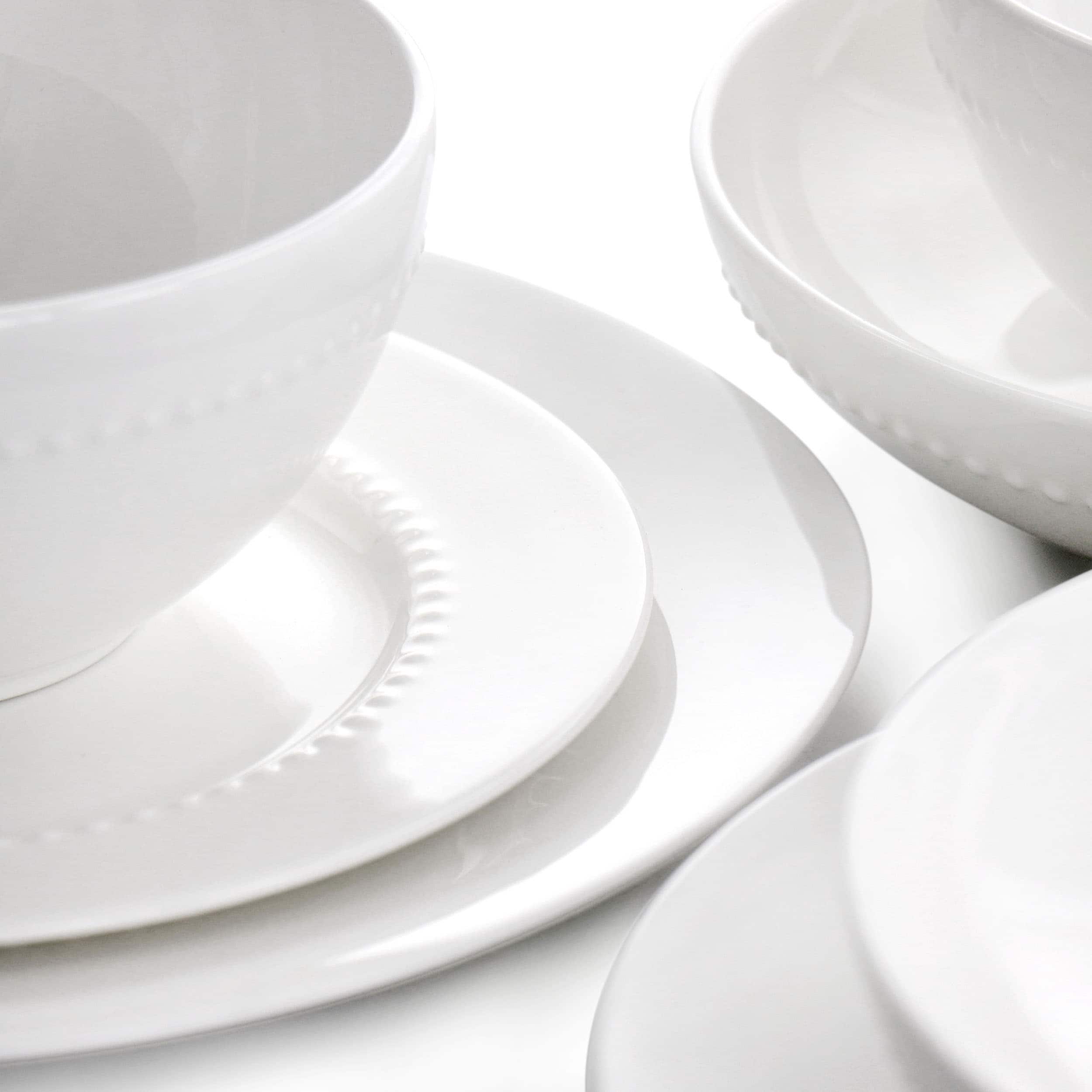 Gibson Elite Embossed Bone China 16 Piece Double Bowl Dinnerware