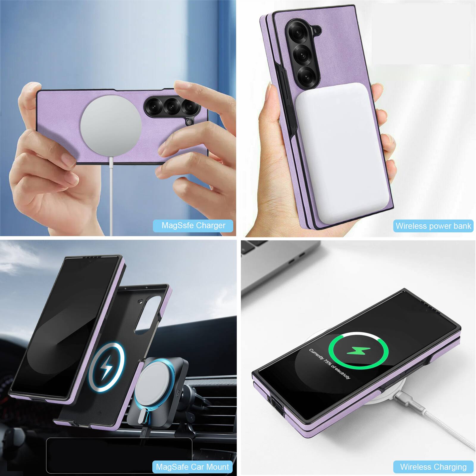 MagSsfe Charger Wireless power bank Clumrenar 2% electricilty MagSafe Car Mount Wireless Charging