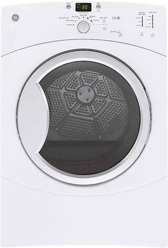 Front Standard. GE - 7.0 Cu. Ft. 10-Cycle Super Capacity Gas Dryer - White-on-White.