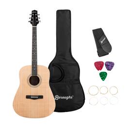 Boroughs - B20DNT Beginner Dreadnought Acoustic Guitar Pack, Natural