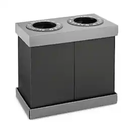Alpine Industries - 28 Gallon Plastic Indoor Trash and Recycling Bin with 2 Compartments - Gray