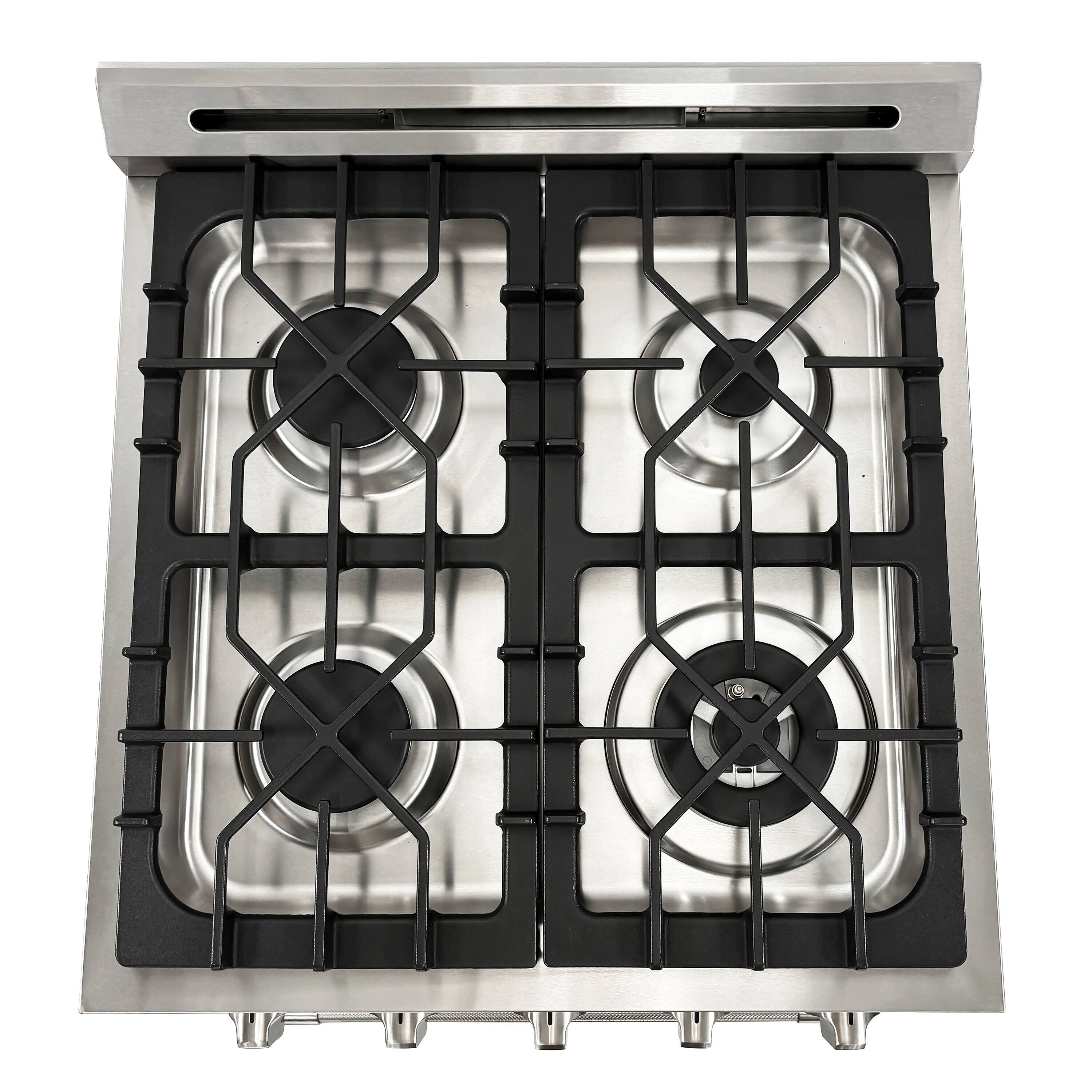 Left. Unique Appliances - Off-Grid 24 in. Wide 4 Burner 3.75 Cu. Ft. Freestanding LP Gas Range with Waist-High Broiler and Manual Clean - Stainless Steel.