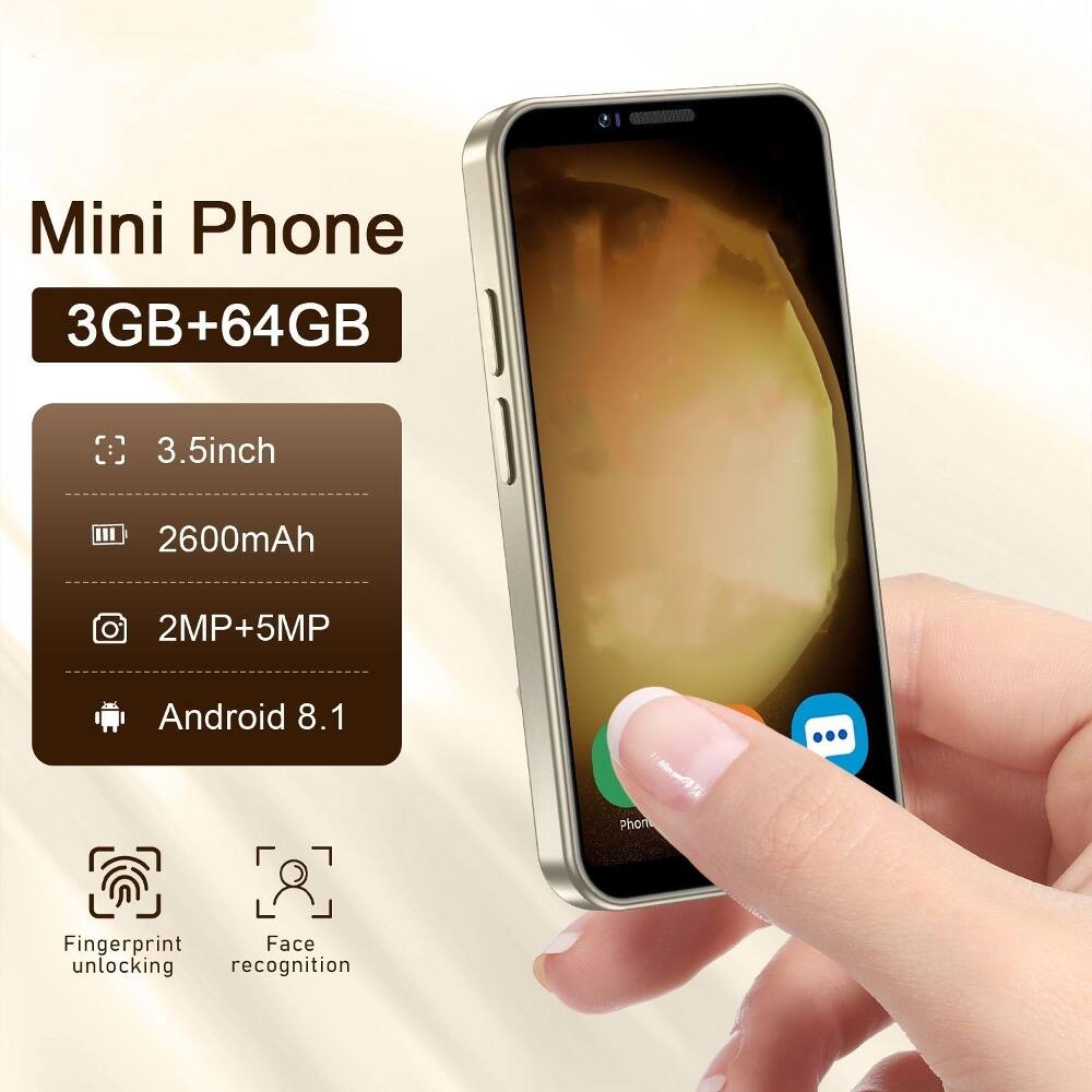 Mini Phone 3GB+64GB 3.5inch 2600mAh 2MP+5MP Android 8.1 N Phone ... Fingerprint Face unlocking recognition