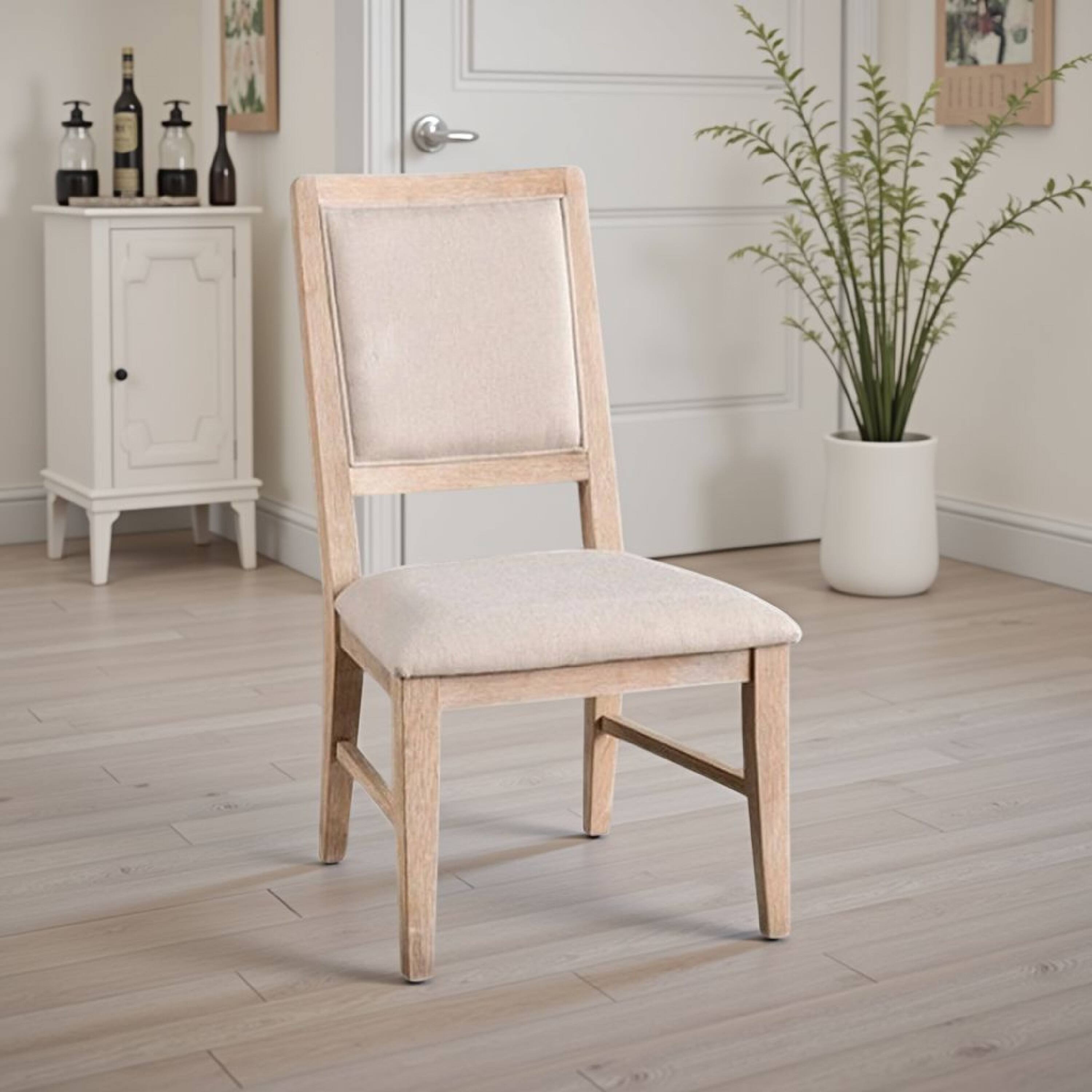 Alt View 5. Manhattan Lane - Ellon Side Dining Chair Set of 2, Distressed Natural Brown Wood - Natural Brown, Beige.