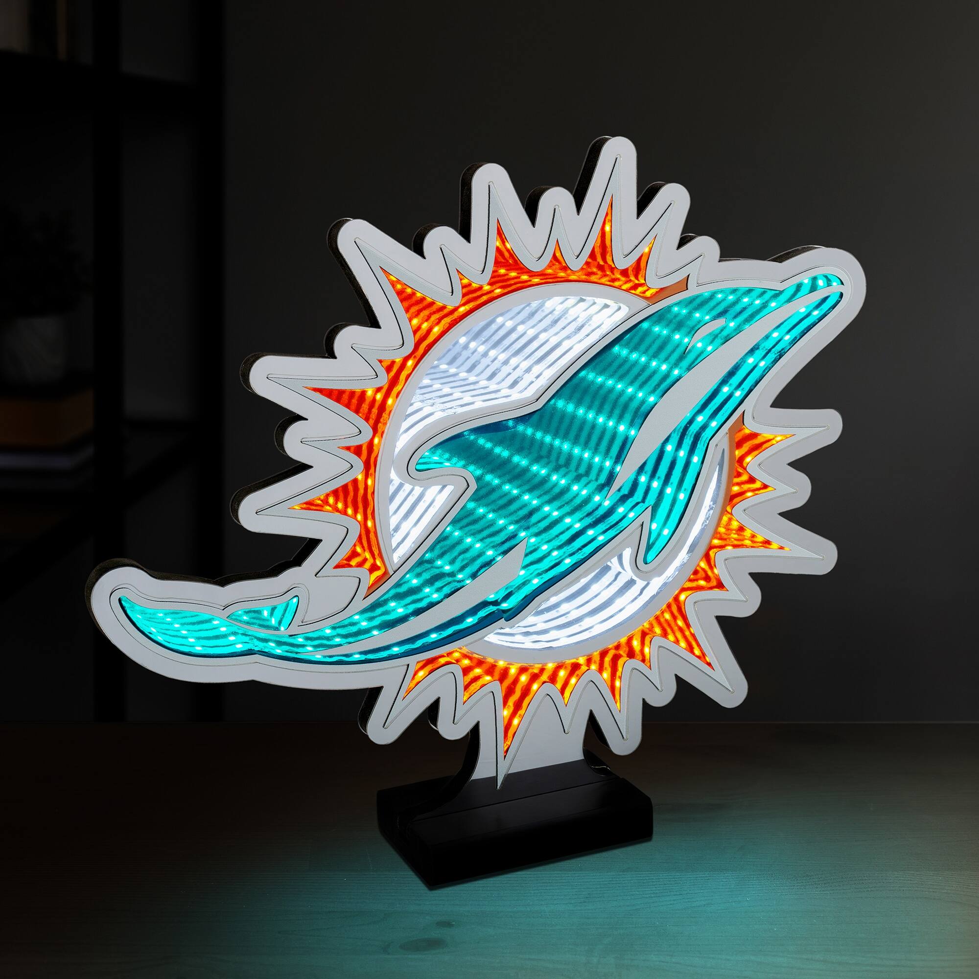 Alt View 2. Sporticulture - Miami Dolphins LED Infinity Logo Light - Green.