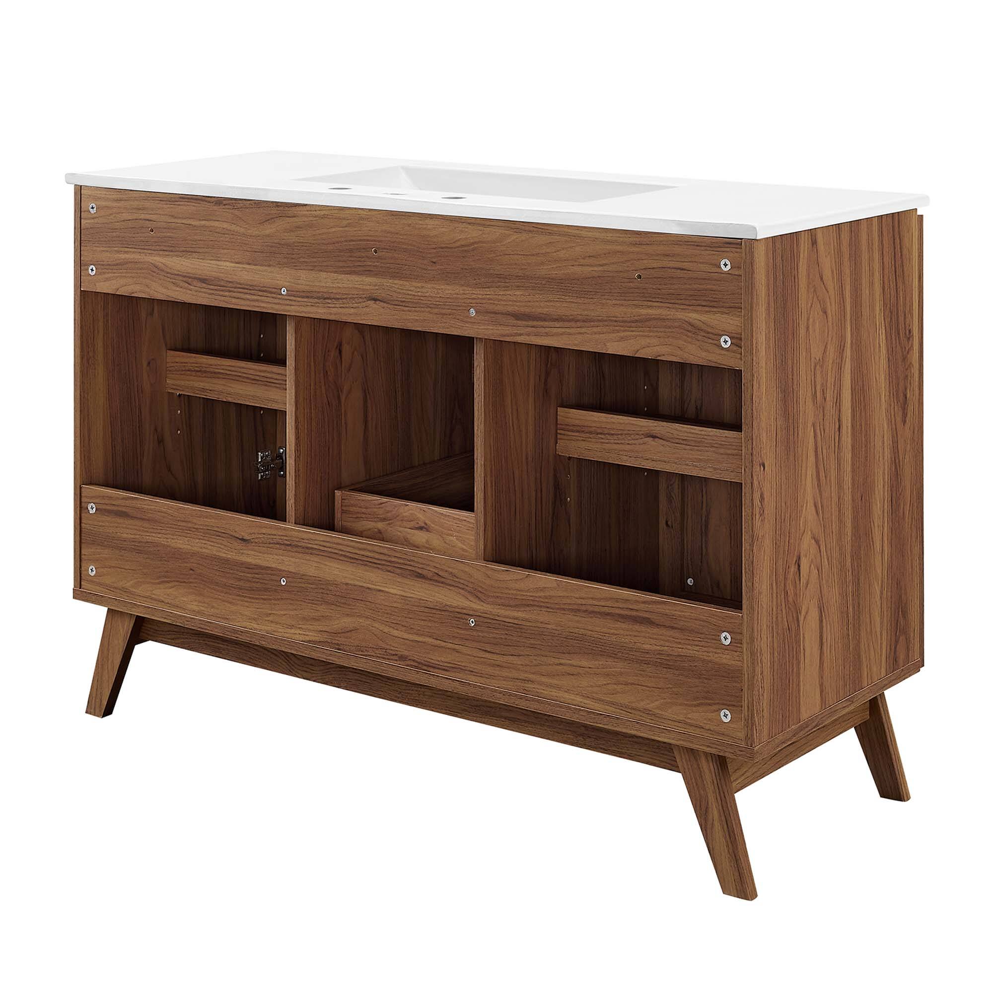 Alt View 6. Modway - Soma Bathroom Vanity with White Basin Included by Modway - Walnut White.